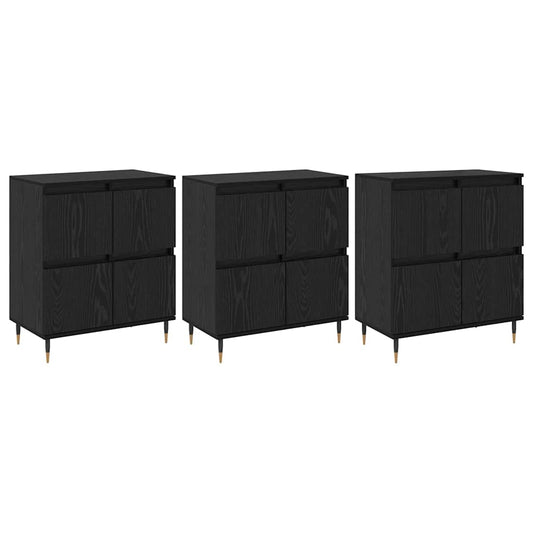 Sideboards 3 pcs Schwarz Eichen-Optik 180 x 35 x 70 cm