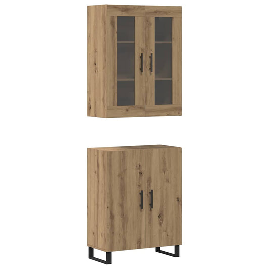Highboard 2 pcs Artisan-Eiche Holzwerkstoff