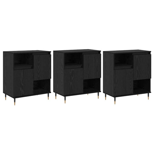 Sideboards 3 pcs Schwarz Eichen-Optik 180 x 35 x 70 cm