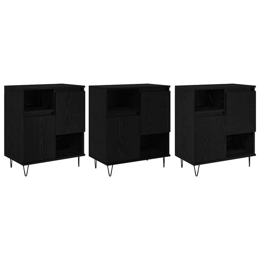 Sideboards 3 pcs Schwarz Eichen-Optik 180 x 35 x 70 cm