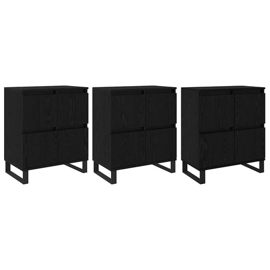 Sideboards 3 pcs Schwarz Eichen-Optik 180 x 35 x 70 cm