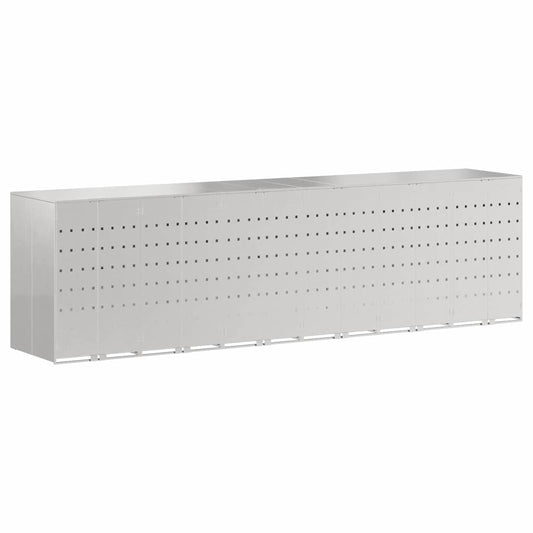 Wagenmüllbehälter für 6 Behälter Silber 408 x 77,5 x 115,5 cm