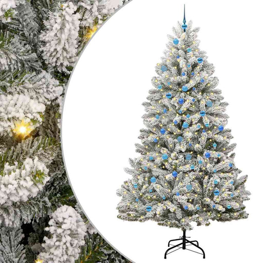 Künstlicher Weihnachtsbaum Grün und Weiß 240 cm PVC und Metall
