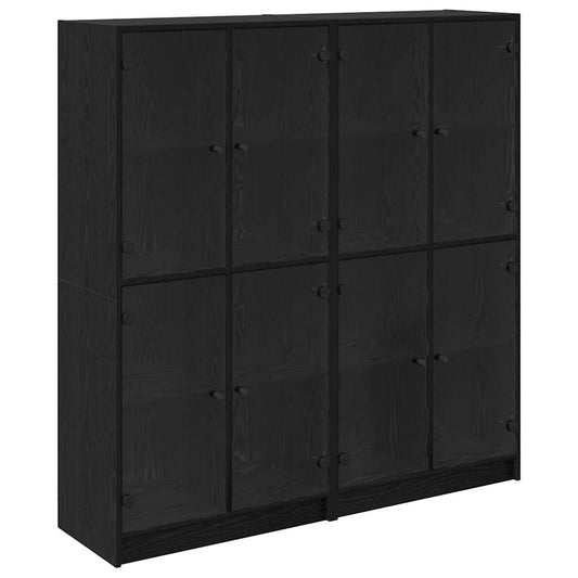 Highboard 2 pcs Schwarz Eichen-Optik 136 x 37 x 142 cm