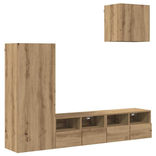 TV-Wandgeräte 4 pcs Artisan-Eiche Holzwerkstoff