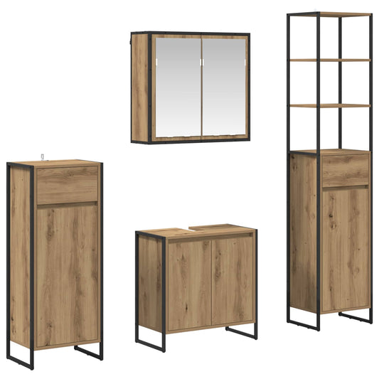 Badezimmermöbel-Set mit Schubladen Artisan-Eiche Holzwerkstoff