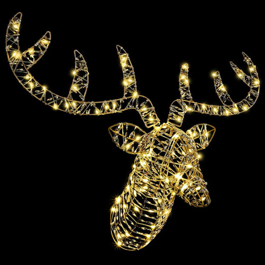 Rentier Zieh Schlitten mit 140 LEDs Warmweiß 60 cm Rattan