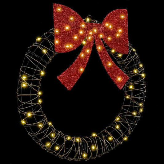 Kranz mit 60 LEDs Warmweiß 75 cm Rattan