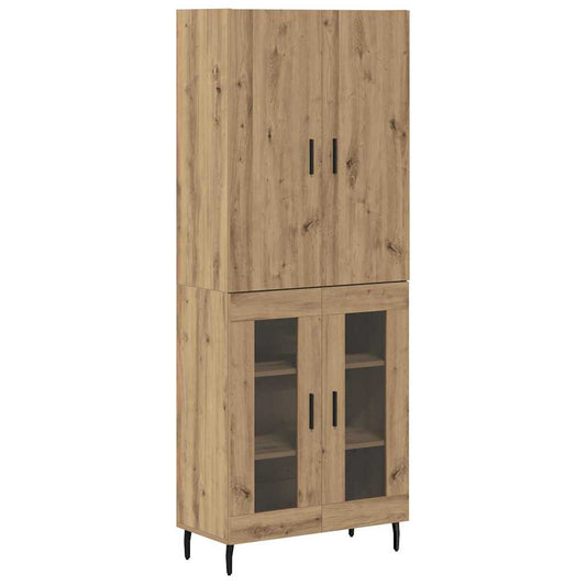 Highboard Altholz 69,5 x 34 x 180 cm Engineered Wood und Glas