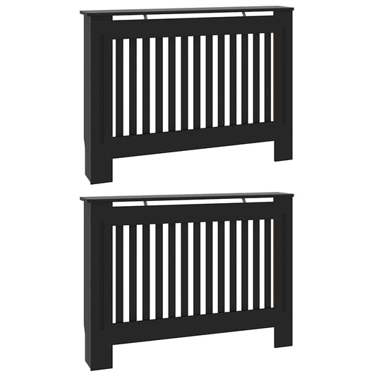 Heizkörperabdeckung 2 pcs Schwarz 112 x 19 x 81,5 cm
