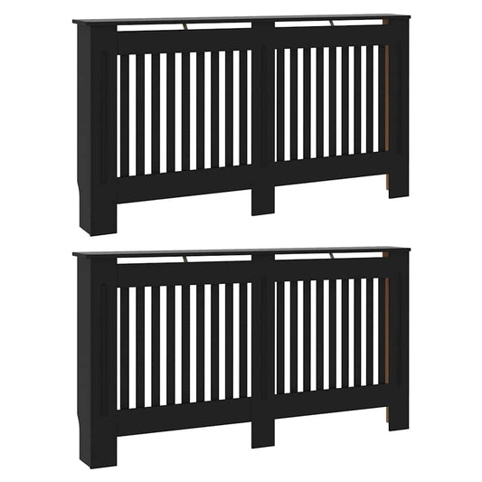 Heizkörperabdeckung 2 pcs Schwarz 152 x 19 x 81,5 cm
