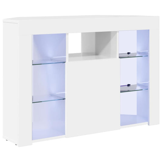 Eck-LED-TV-Schrank Wandmontiert Hochglanz Weiß 104 x 40 x 68 cm