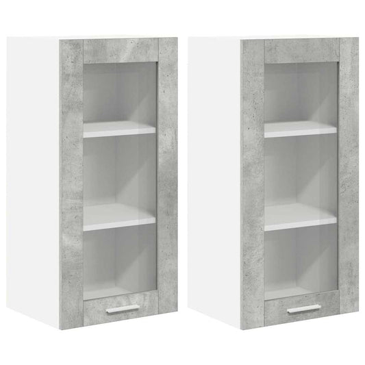 Hängeschrank mit Speicher Riga 2 pcs Beton Grau 40 x 31 x 80 cm