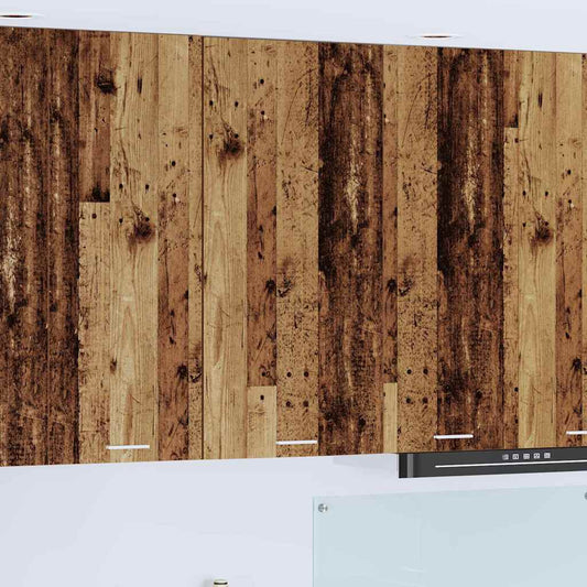 Hängeschrank mit Tür Riga Altes Holz und Weiß 50 x 31 x 100 cm