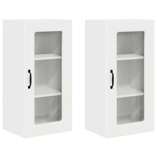 Küchenschrank mit Regal 2 pcs Hochglanz Weiß 40 x 31 x 80 cm
