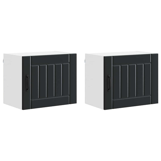 Küchenschrank 2 pcs Schwarz 50 x 31 x 40 cm Holzwerkstoff