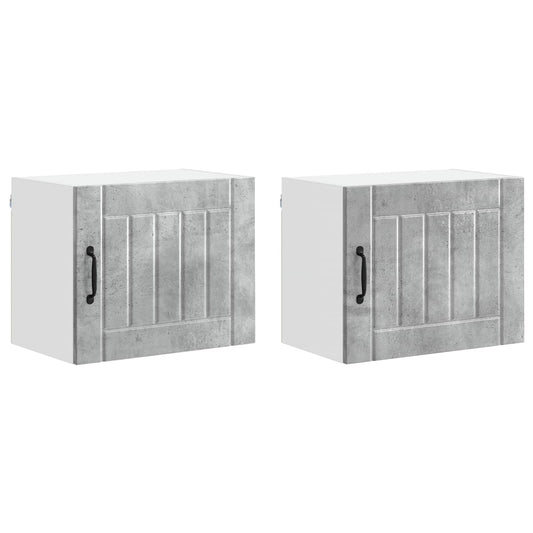 Küchenschrank 2 pcs Beton Grau 50 x 31 x 40 cm Holzwerkstoff