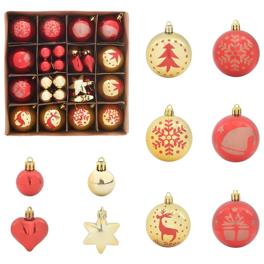 Weihnachtskugel-Set 40 pcs Gold und Rot Kunststoff