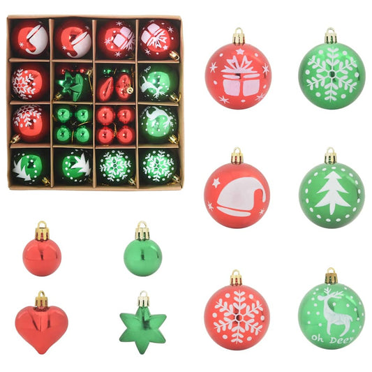 Weihnachtskugel-Set 40 pcs Rot und Grün Kunststoff