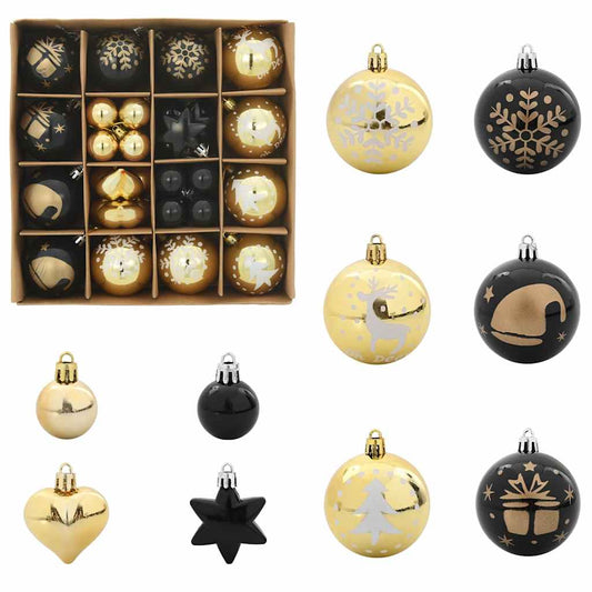 Weihnachtskugel-Set 40 pcs Schwarz und Gold Kunststoff