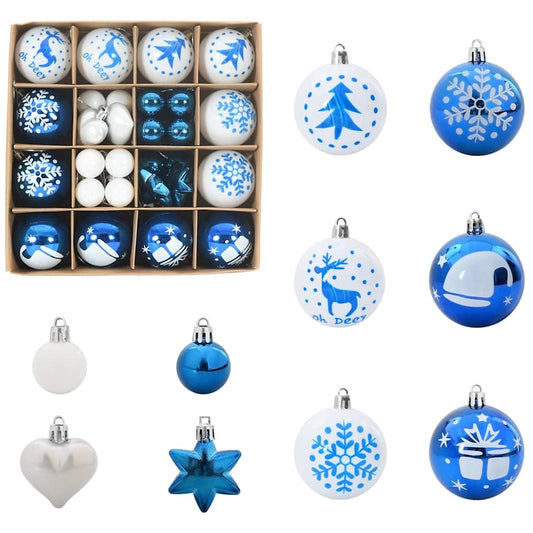 Weihnachtskugel-Set 40 pcs Blau und Weiß Kunststoff