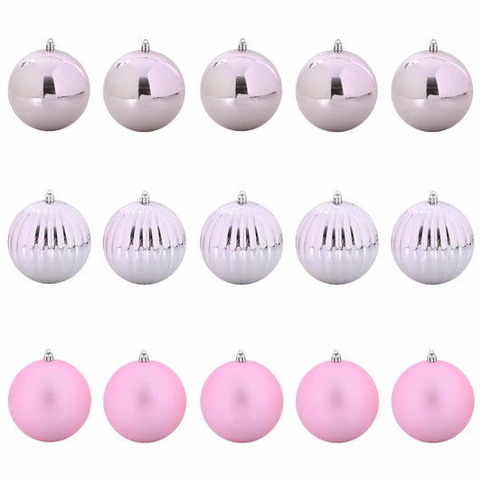 Weihnachtskugel-Set 15 pcs Rosa Kunststoff