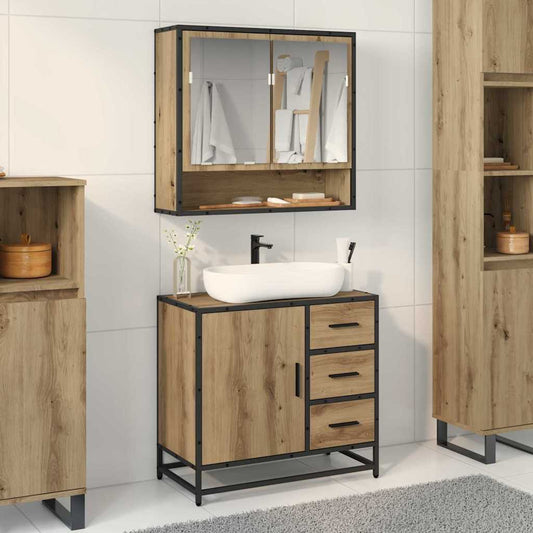 Badezimmermöbel Set mit Tür 2 pcs Artisan-Eiche 65 x 33 x 60 cm