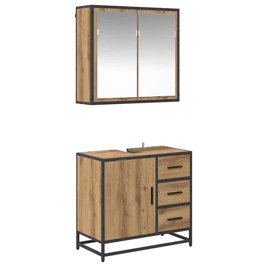 Badezimmermöbel Set mit Tür 2 pcs Artisan-Eiche 65 x 33 x 60 cm