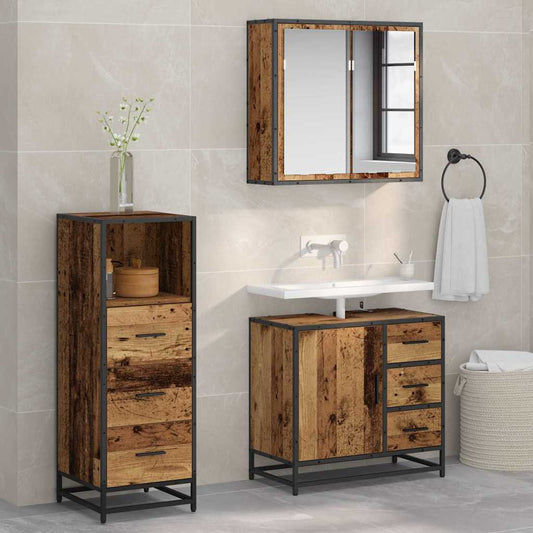 Badezimmermöbel Set mit Regal 3 pcs Altholz 35 x 37,5 x 100 cm
