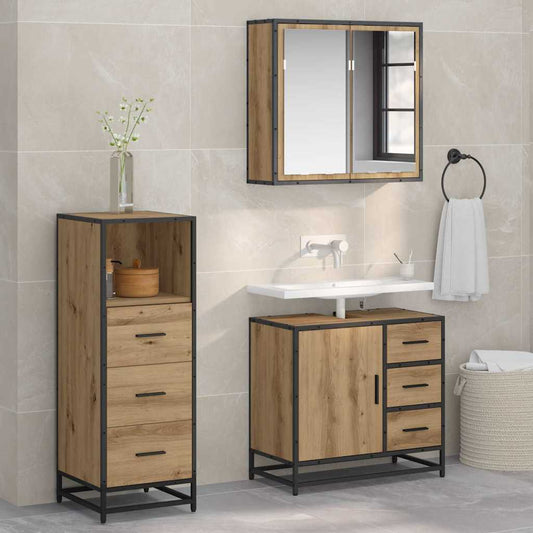 Badezimmermöbel Set 3 pcs Artisan-Eiche 35 x 37,5 x 100 cm