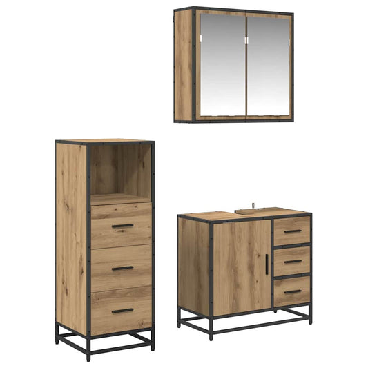 Badezimmermöbel Set 3 pcs Artisan-Eiche 35 x 37,5 x 100 cm