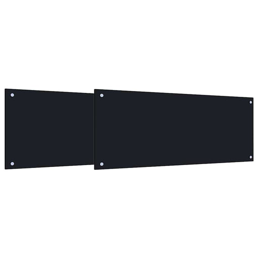 Küchenrückwand 2 pcs Schwarz 100 x 40 cm Gehärtetes Glas
