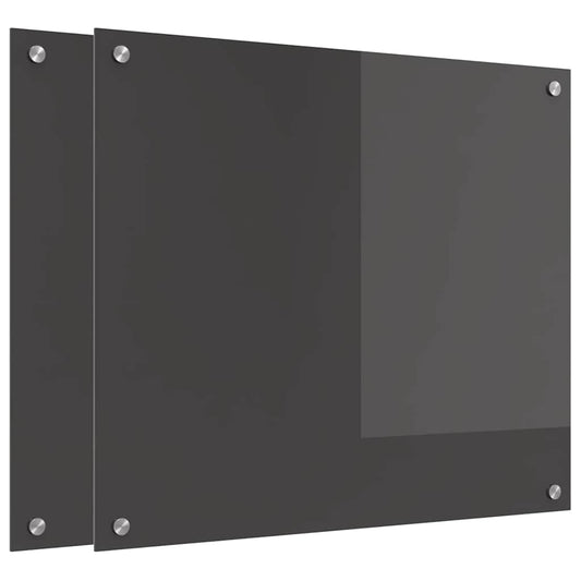 Küchenrückwand 2 pcs Dunkelgrau 70 x 60 cm Gehärtetes Glas