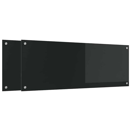 Küchenrückwand 2 pcs Schwarz 110 x 40 cm Gehärtetes Glas