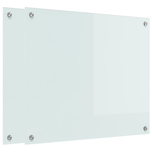 Küchenrückwand 2 pcs Weiß 70 x 60 cm Gehärtetes Glas