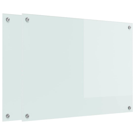 Küchenrückwand 2 pcs Weiß 80 x 60 cm Gehärtetes Glas