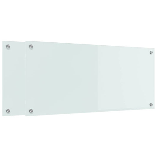 Küchenrückwand 2 pcs Weiß 90 x 40 cm Gehärtetes Glas