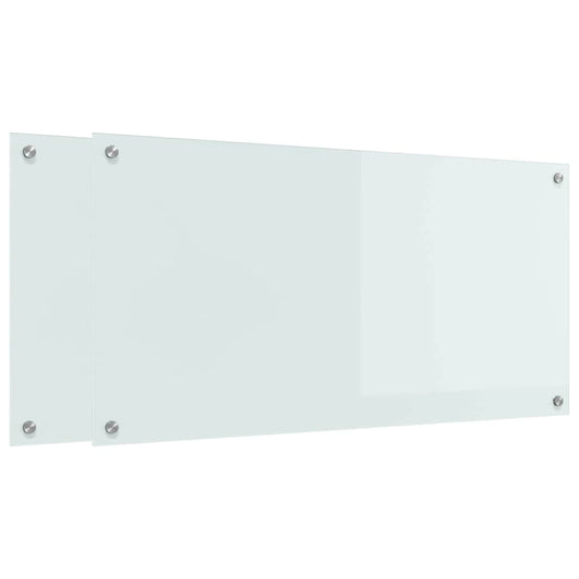 Küchenrückwand 2 pcs Weiß 100 x 50 cm Gehärtetes Glas
