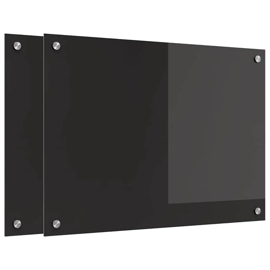 Küchenrückwand 2 pcs Schwarz 70 x 50 cm Gehärtetes Glas