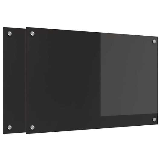 Küchenrückwand 2 pcs Schwarz 80 x 50 cm Gehärtetes Glas