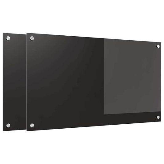 Küchenrückwand 2 pcs Schwarz 90 x 50 cm Gehärtetes Glas