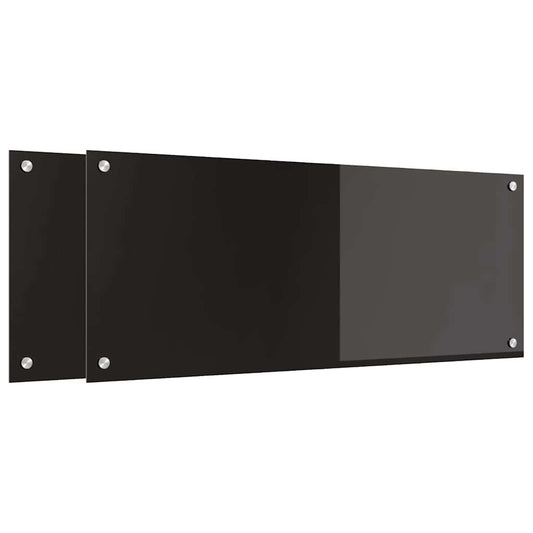 Küchenrückwand 2 pcs Schwarz 100 x 40 cm Gehärtetes Glas
