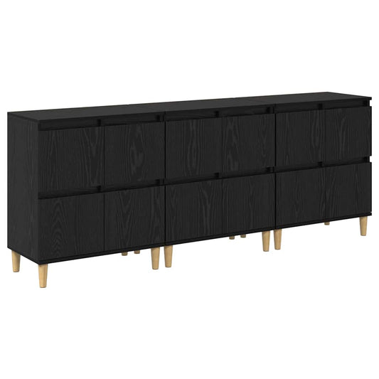 Sideboards 3 pcs Schwarz Eichen-Optik 60 x 35 x 70 cm