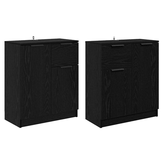 Sideboards 2 pcs Schwarz Eichen-Optik 60 x 30 x 70 cm