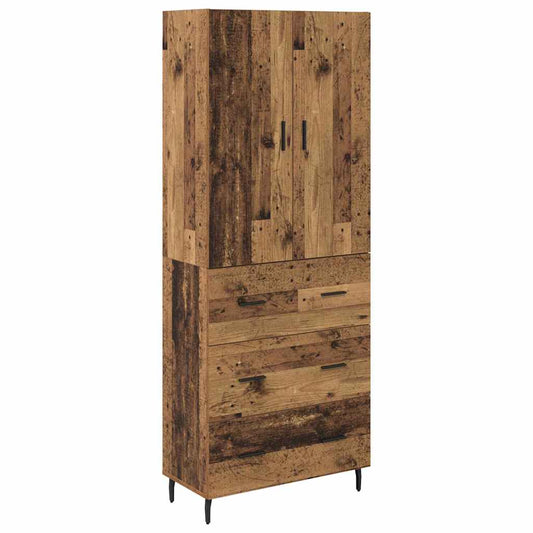 Highboard Altholz 69,5 x 34 x 180 cm Engineered Wood und Glas