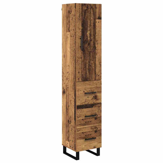 Highboard Altholz 34,5 x 34 x 180 cm Holzwerkstoff