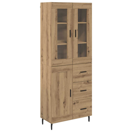 Highboard 2 pcs Artisan-Eiche Engineered Wood und Glas