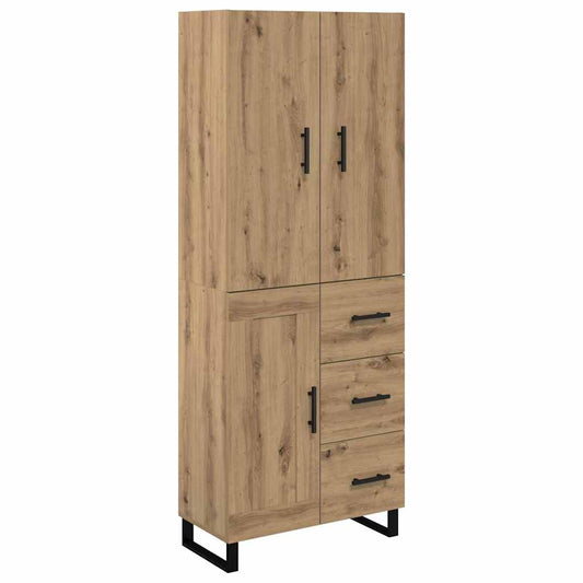 Highboard 2 pcs Artisan-Eiche Engineered Wood und Glas