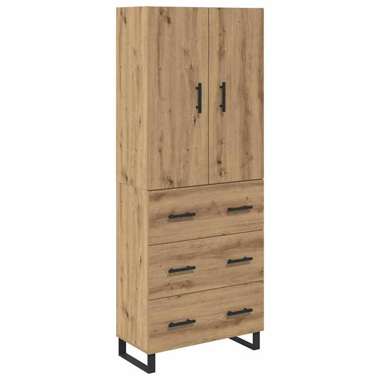 Highboard 2 pcs Artisan-Eiche Engineered Wood und Glas