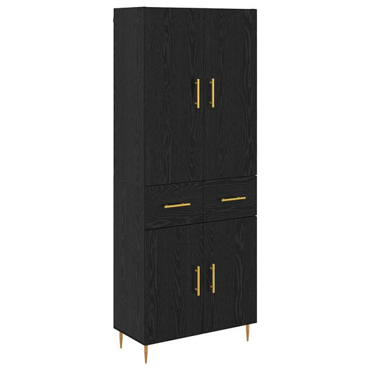 Highboard Schwarz Eichen-Optik 69,5 x 34 x 180 cm Holzwerkstoff
